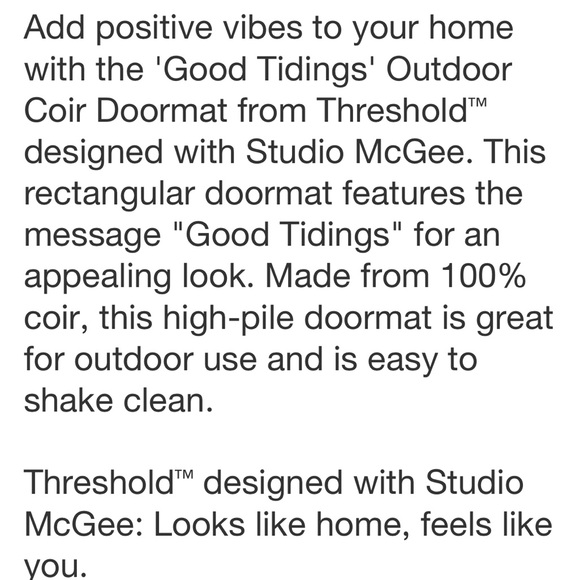 STUDIO MCGEE NWT good tiding outdoor coir doormat -1’2”x2’6” - Picture 4 of 5